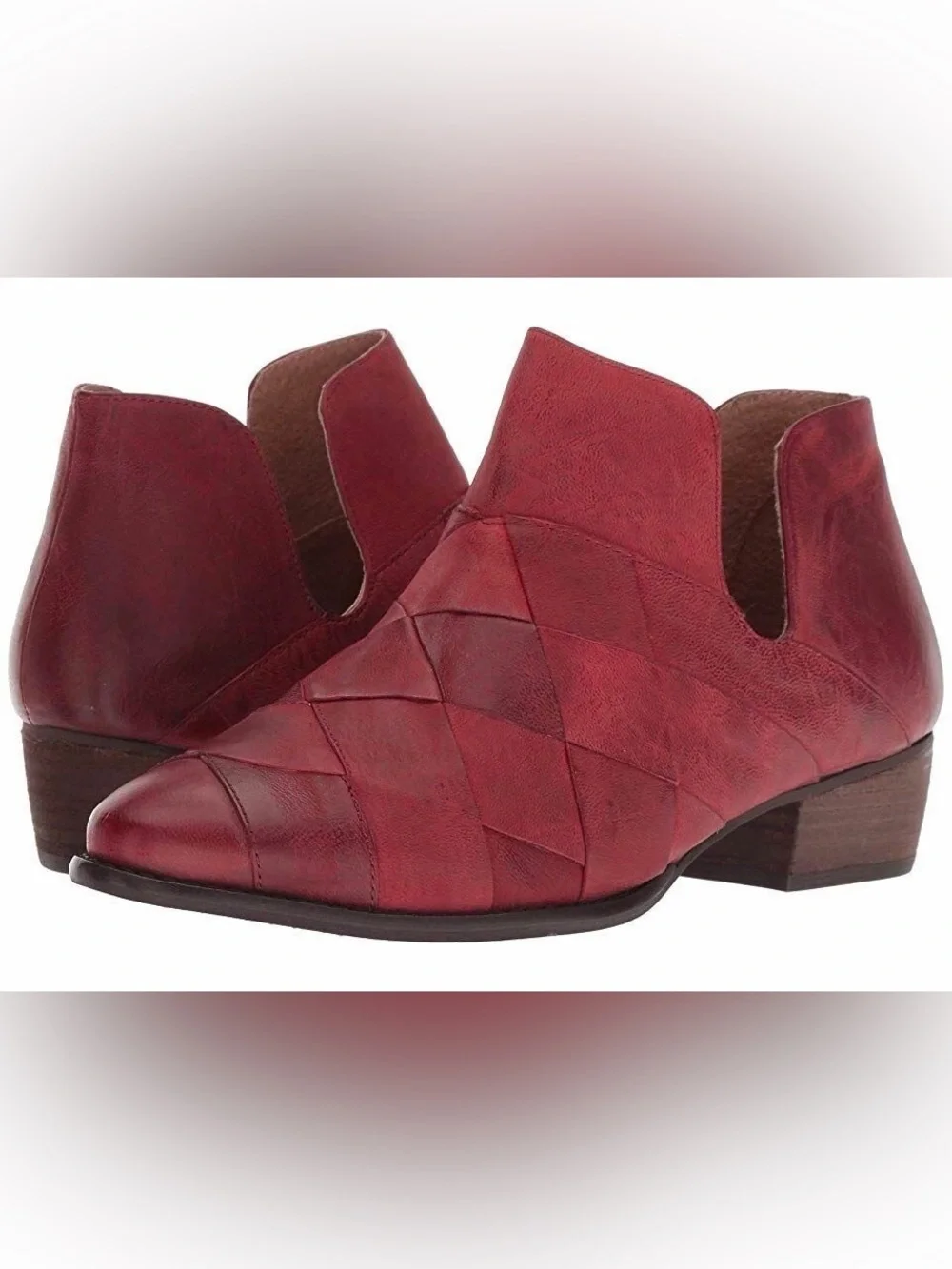 Anthropologie Seychelles Boho Deep Sea woven leather ankle booties in red